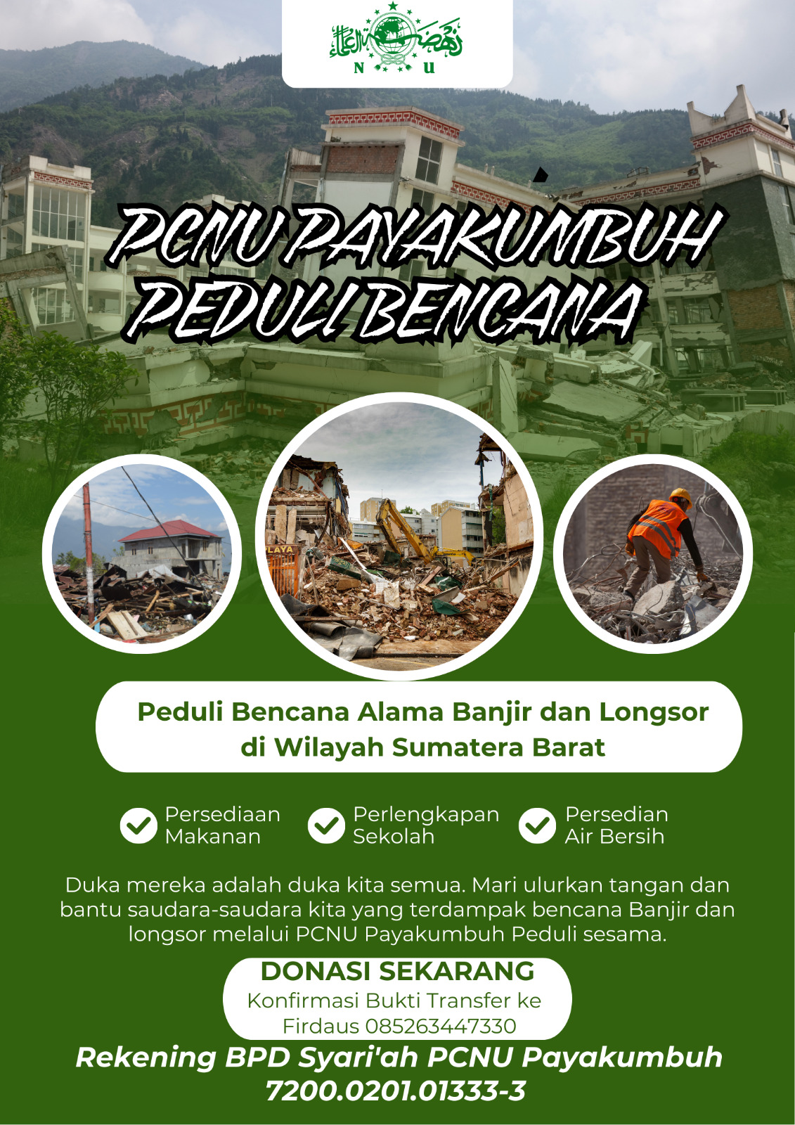 PCNU Payakumbuh Peduli Bencana