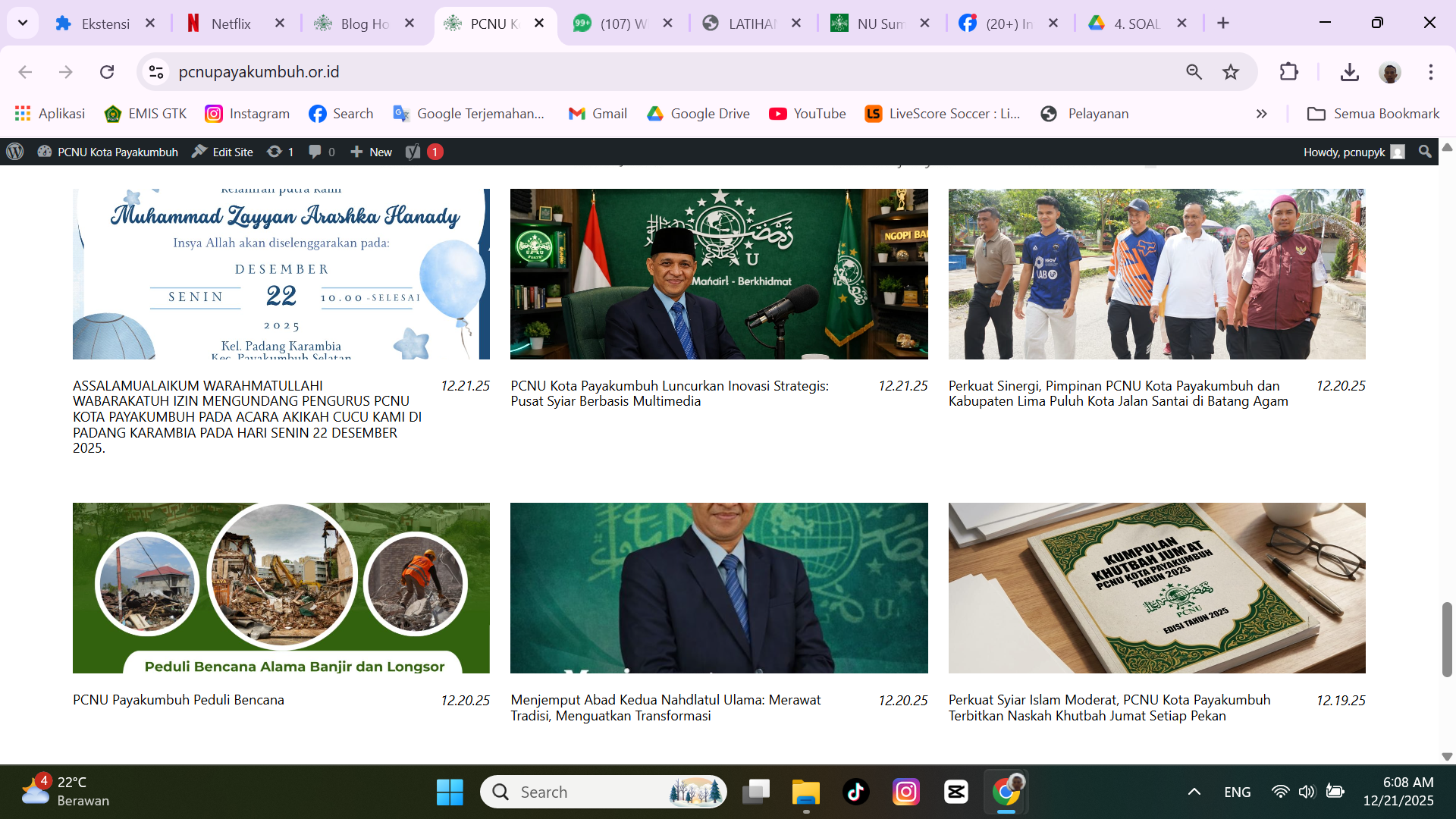 PCNU Payakumbuh Resmi Luncurkan Website Resmi www.pcnupayakumbuh.or.id